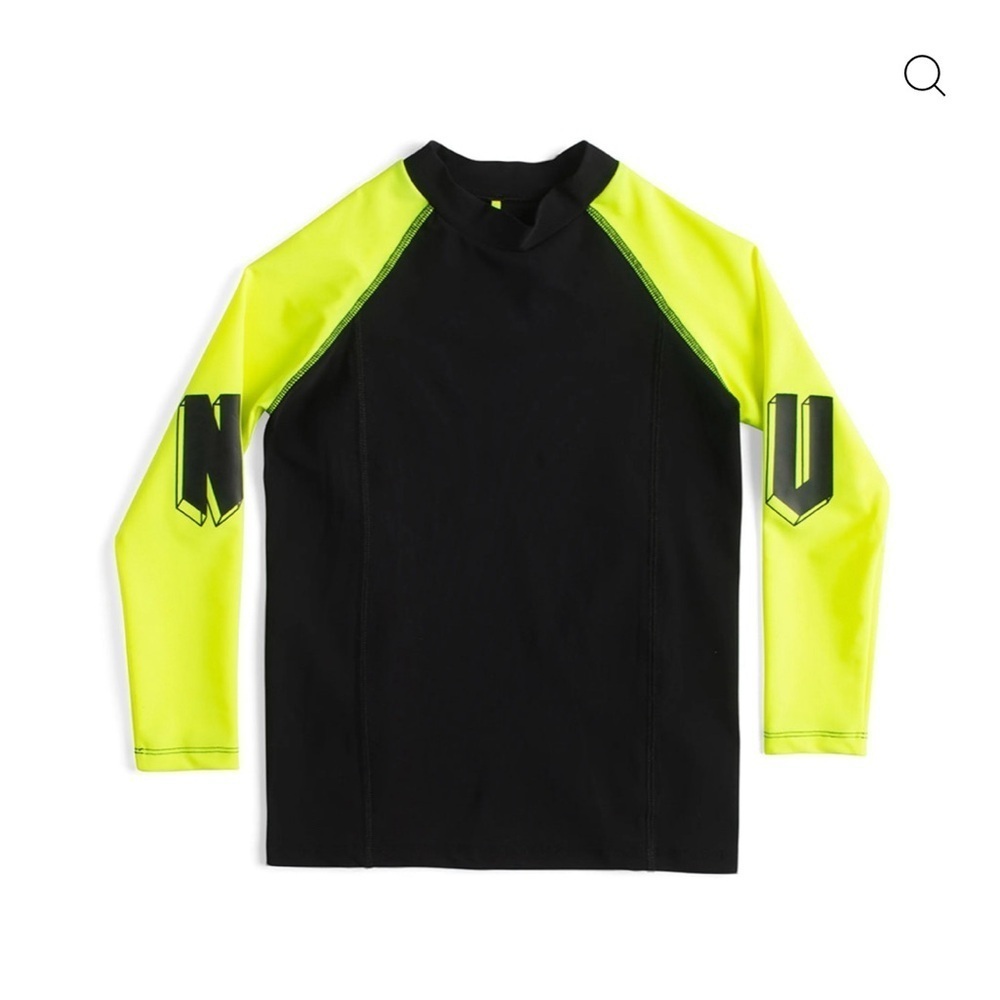 nununu Black and Neon Yellow Kids Rashguard size 3 to 4 years